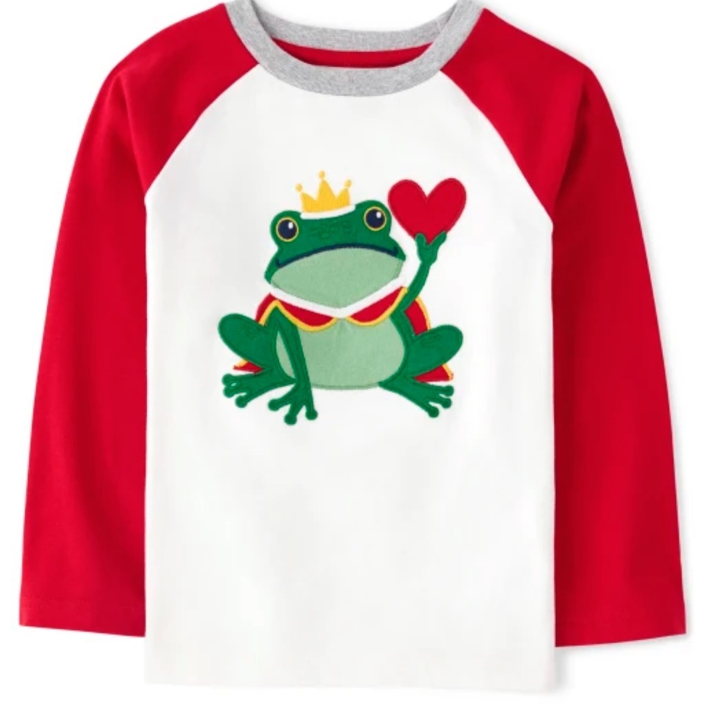 GYMBOREE FROG PRINCE EMBROIDERED VALENTINE LONG SLEEVE SHIRT 12